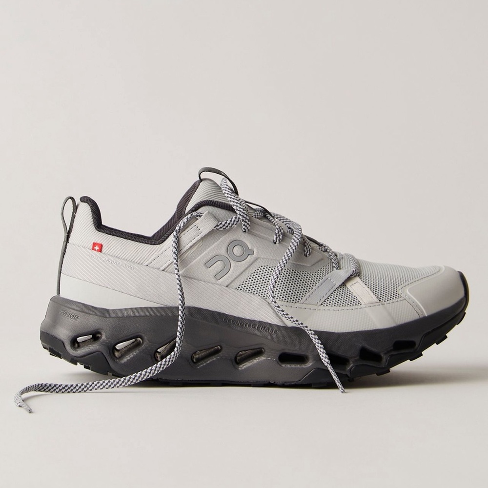 On Running Women's Cloudventure Peak Sneakers in Light Gray and Dark Gray